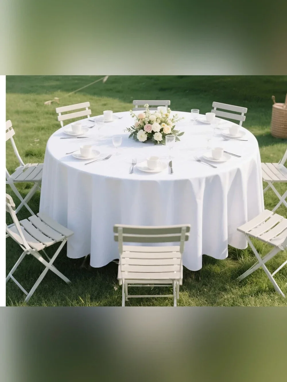 White Round Tablecloth for Home Dining